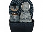 Fuente de agua zen y monje budista de resina